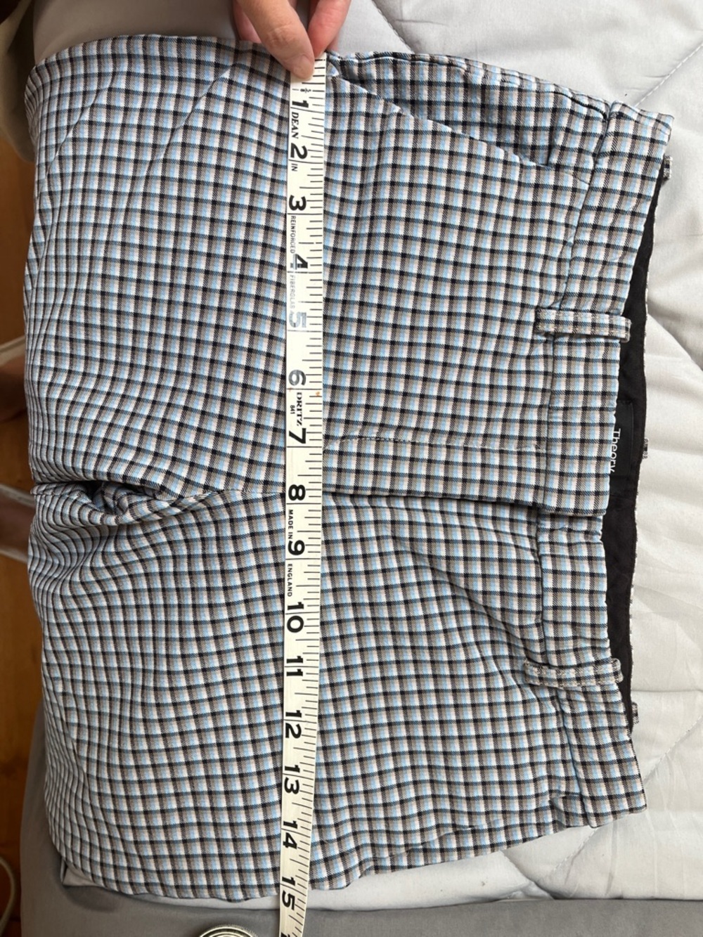 Theory Black, Blue, & White Gingham Cropped Ankle Treeca Pants - Picture 8 of 8